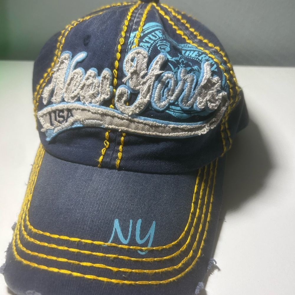 Robin Ruth Navy Cap with Yellow Stitching